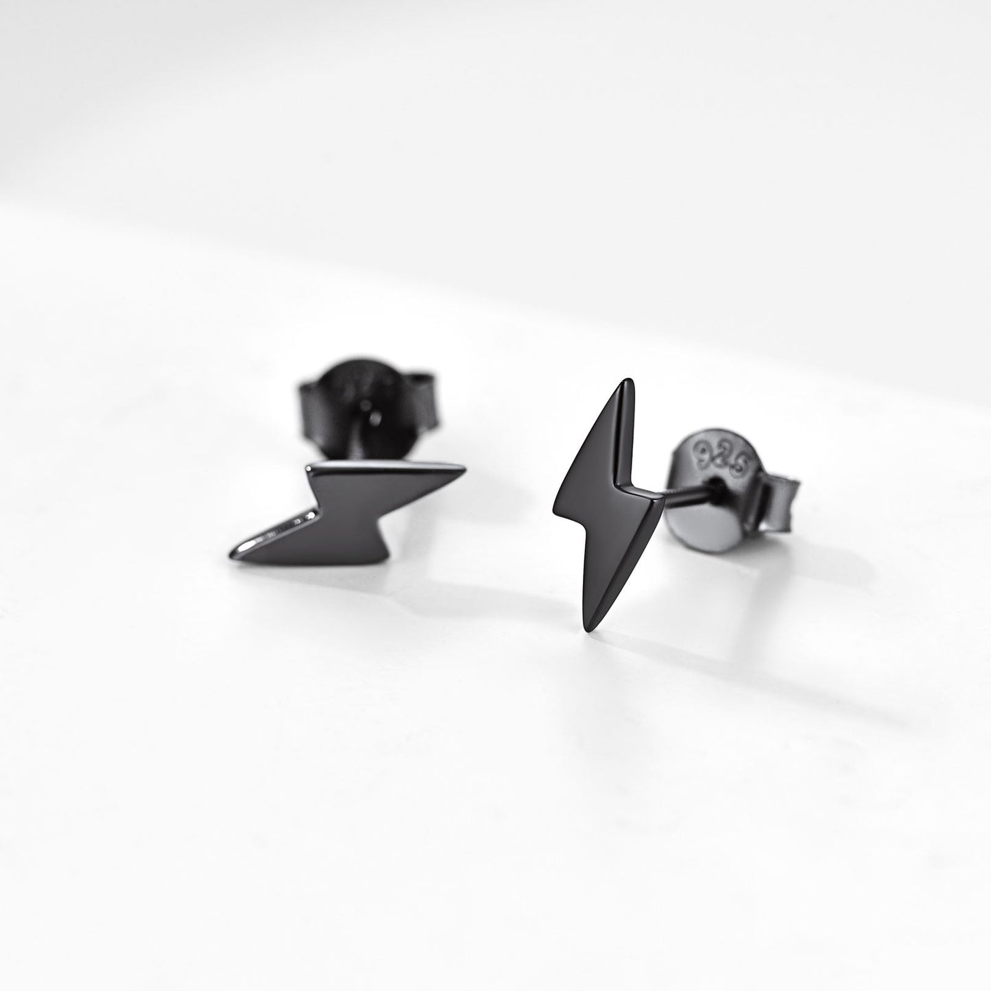 Sterling Silver Lightning Bolt Stud Earrings for