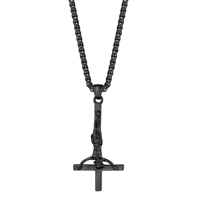 Unside Down Cross Crucifix Necklace Pendant for