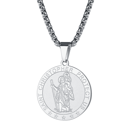 Round St. Christopher Medallion Necklace for