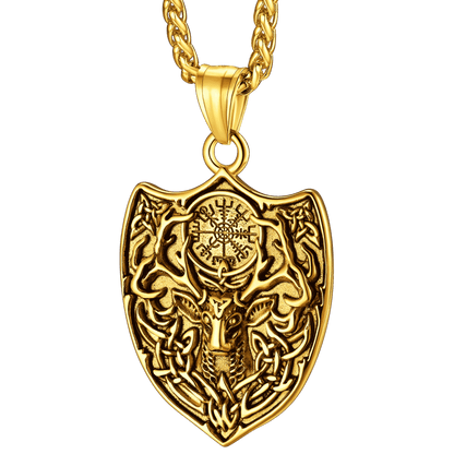 Flash Norse Viking Compass Deer Necklace for