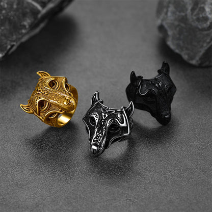 Viking Celtic Wolf Stainless Steel Ring for