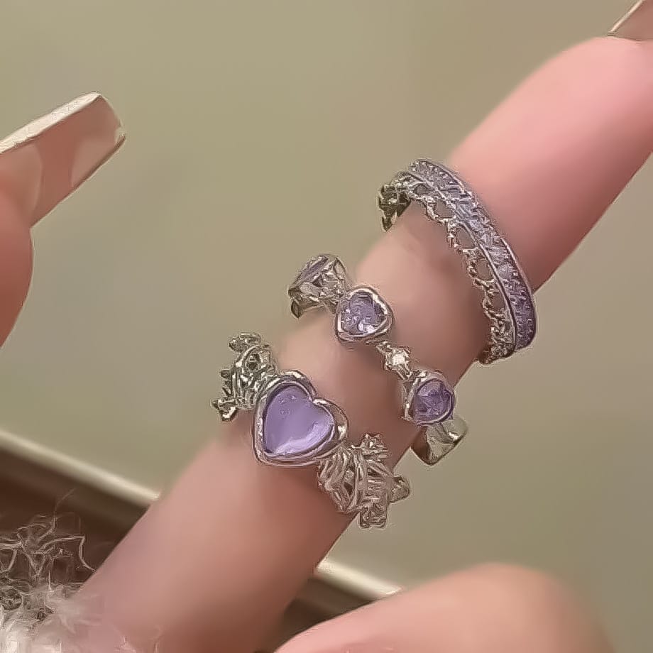 Enchanted Love Crystal Ring Trio: Mystical Bond Set