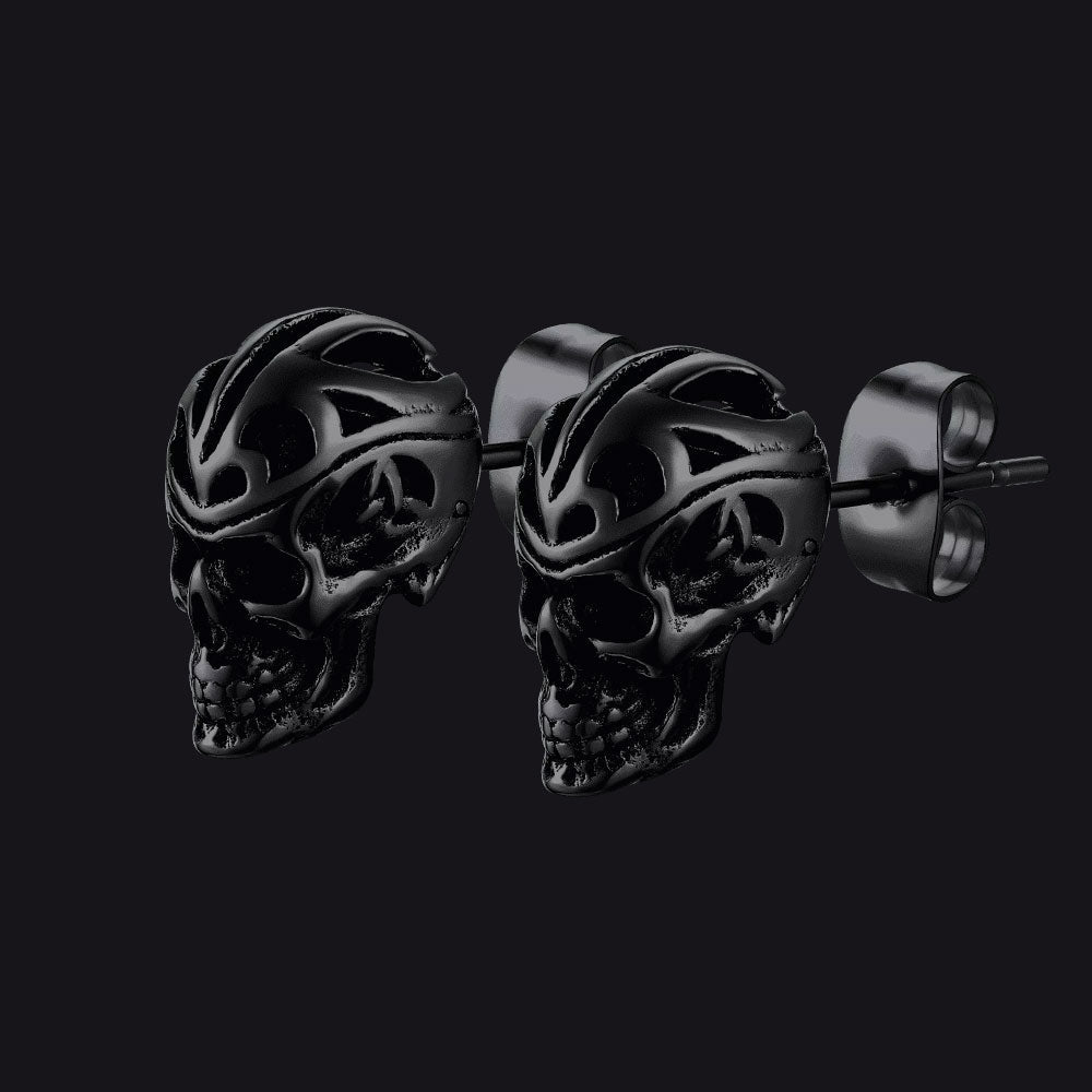 Gothic Celtic Knot Skull Stud Earrings for
