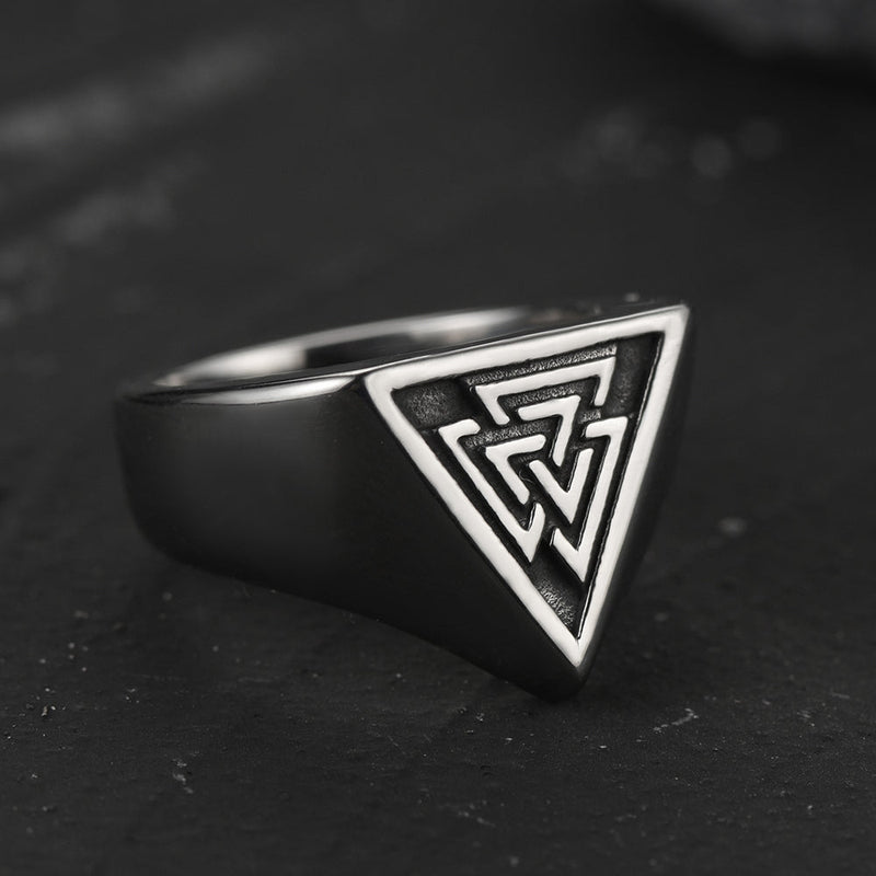 Stainless Steel Viking Valknut Signet Ring for