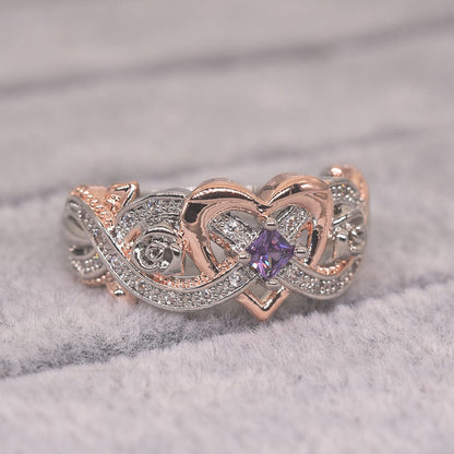 Love Heart Shaped Two-tone Ring