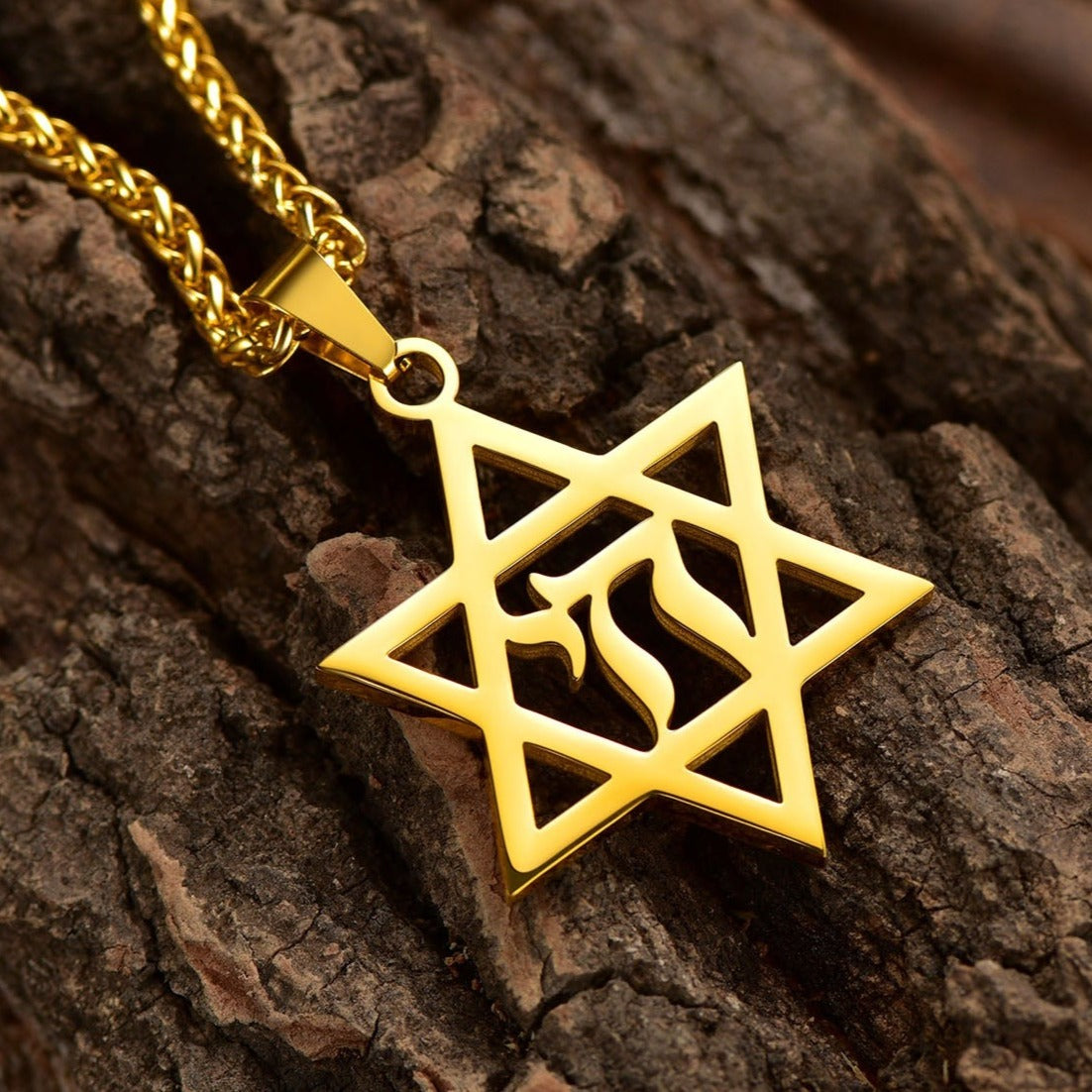 Star of David Hebrew Letter Necklace for