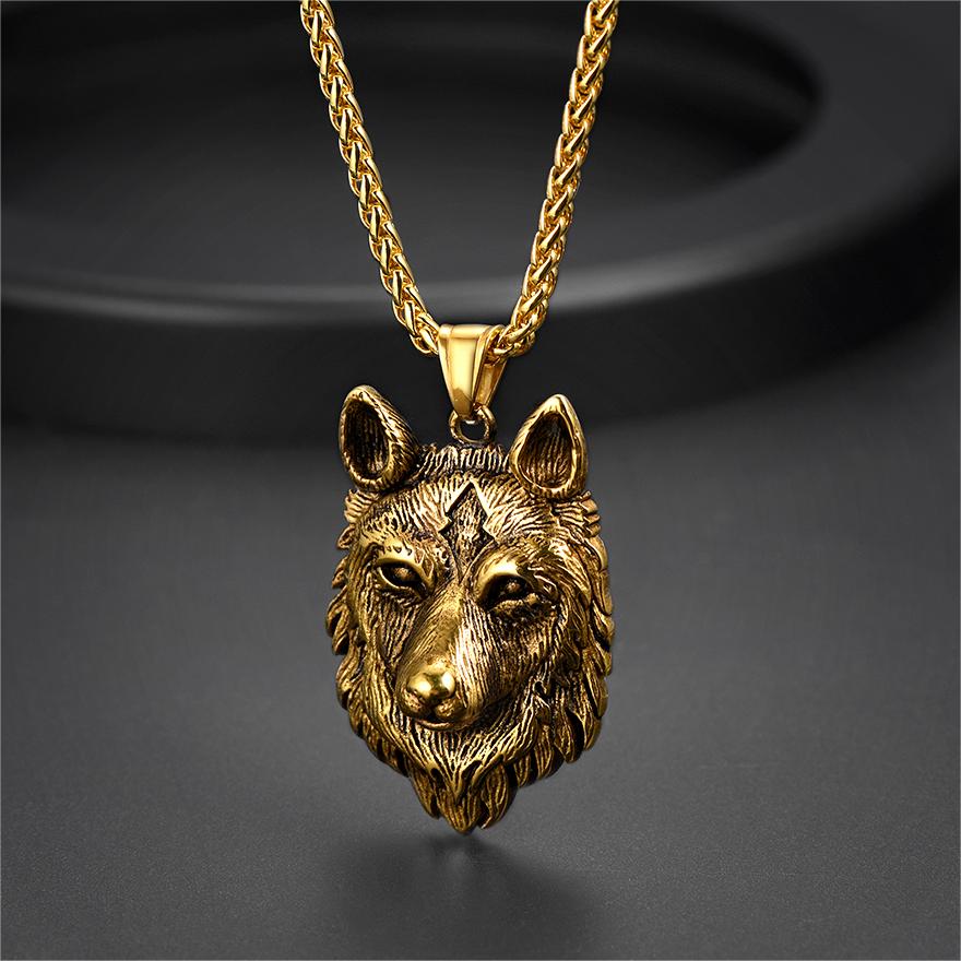 Viking Wild Wolf Pendant Necklace Norse Jewelry for