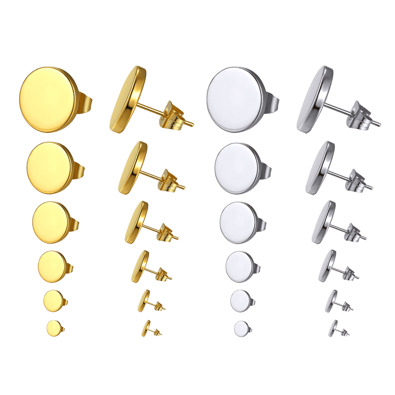 Punk Round Stud Earrings Set for 12 Pairs