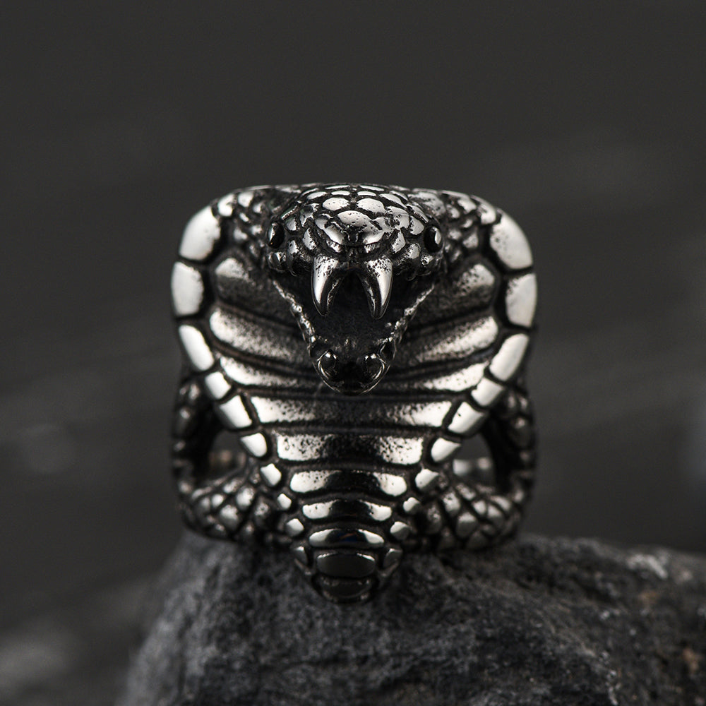 Gothic Huge Cobra Snake Ring Stainless Steel Ring for