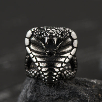 Gothic Huge Cobra Snake Ring Stainless Steel Ring for
