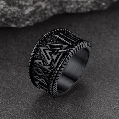 Norse Viking Valknut Ring With Rune for