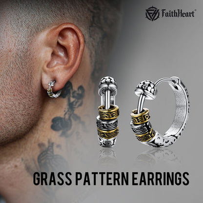 Circle Tang Grass Pattern Hoop Earrings for