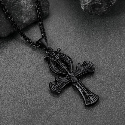 Flash Egyptian Ankh Cross Necklace With Eagle for