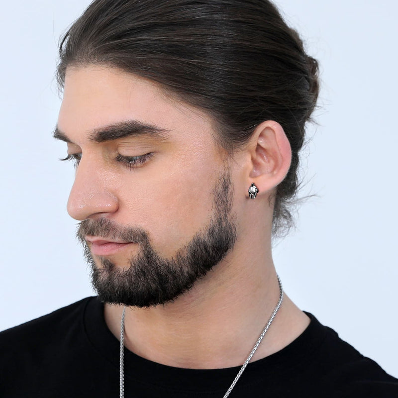 Ancient Greek Spartan Helmet Stud Earrings for