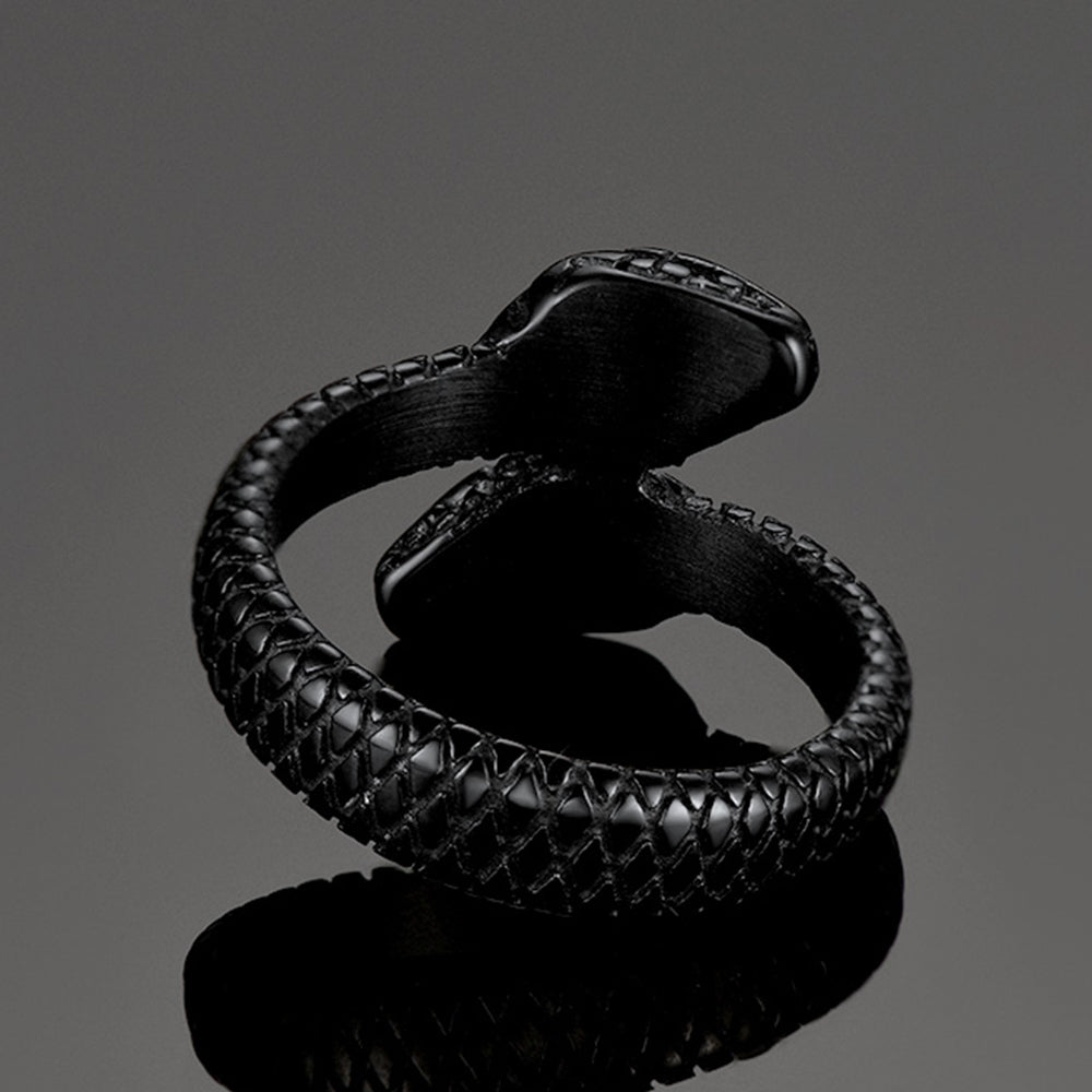 Biker Double Head Snake Stainless Steel Ring for