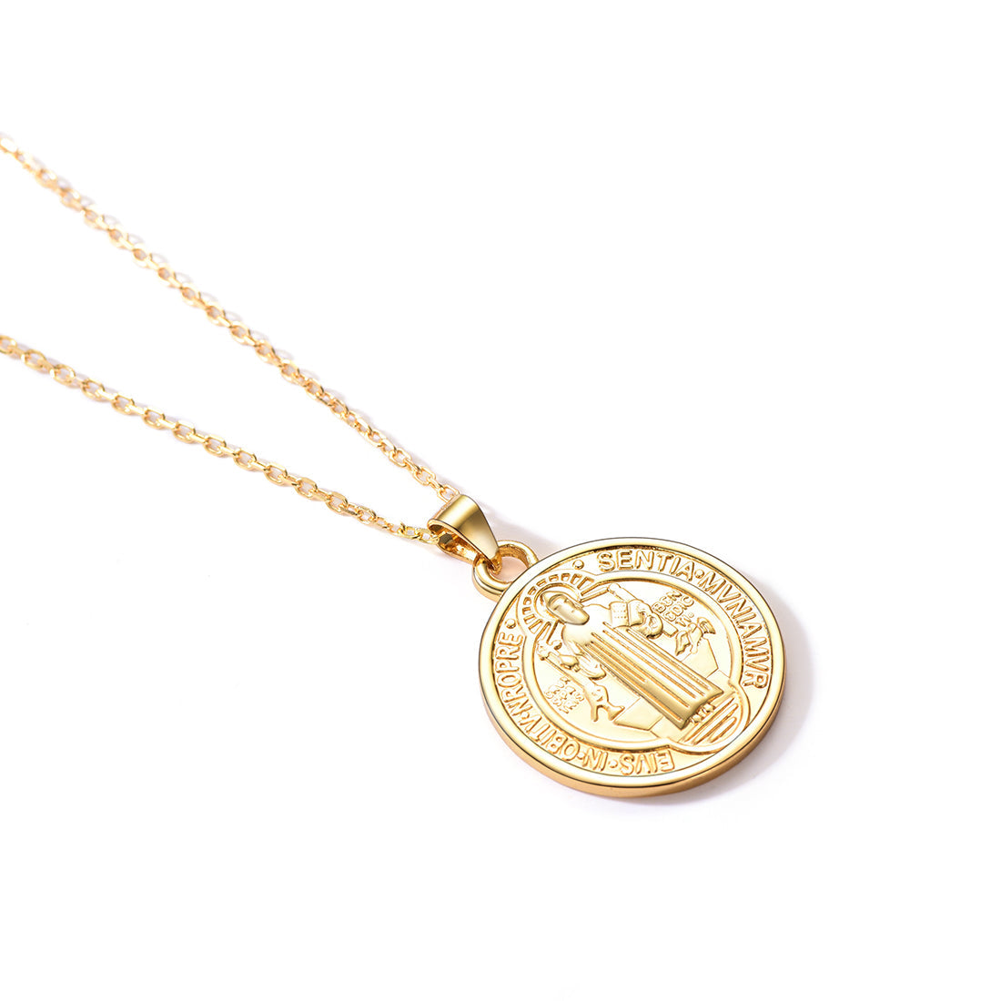 Sterling Silver Saint Benedict Necklace Medal