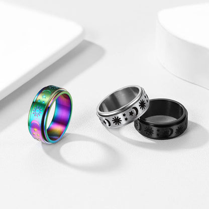 Faithheart Moon Star Sun Ring Fidget Ring for Anxiety