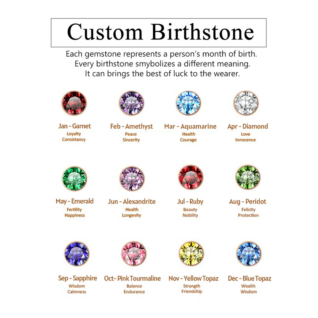 Sterling Silver Birthstone Wedding Band Ring for