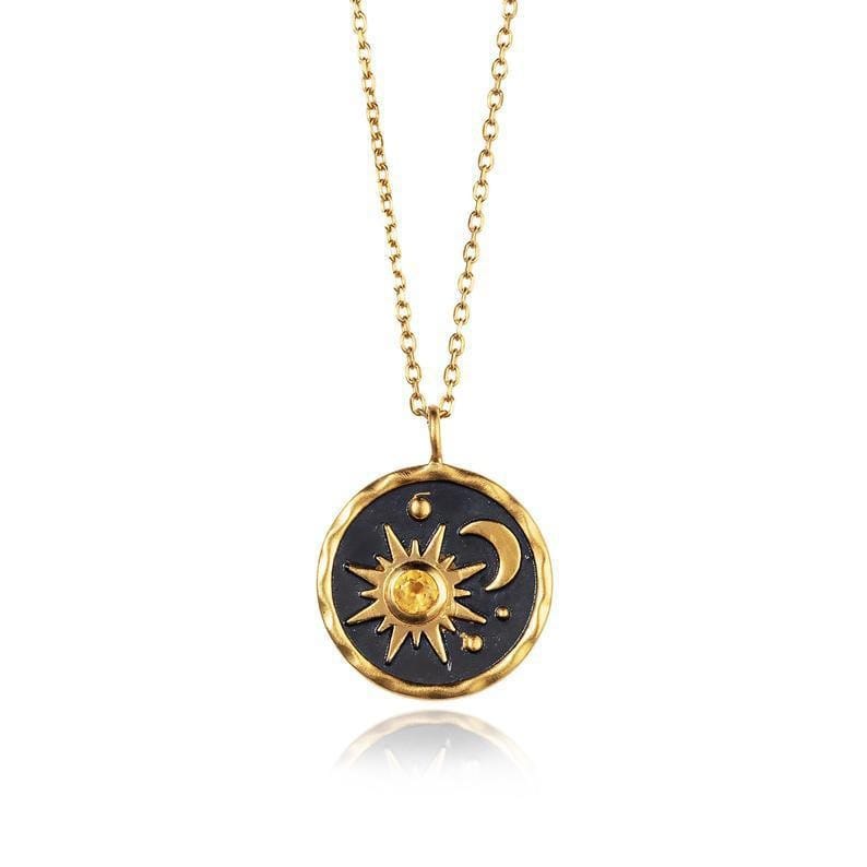 Sun Moon Phase Ouroboros Necklace