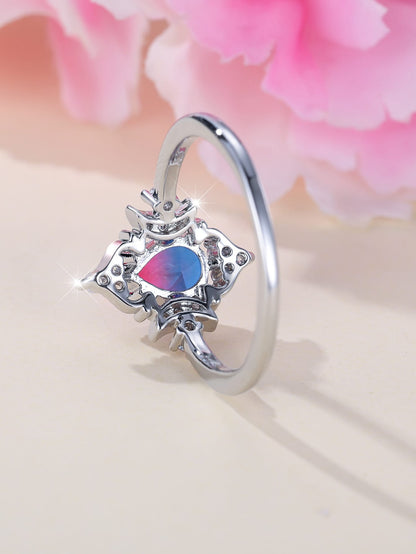 Mystic Triple Moon Goddess Cz Tourmaline Ring