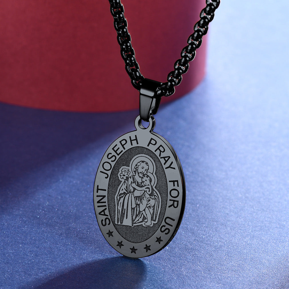 Saint Joseph Engraved Necklace Catholic Saints Medal