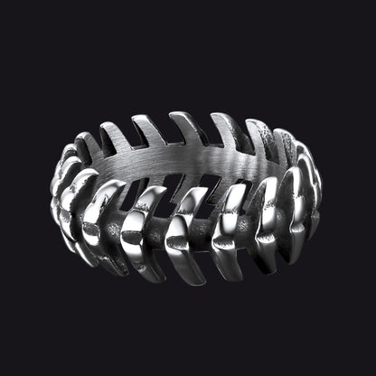 Punk Looped Bone Ring Vertebrae Band Ring for