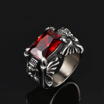 Flash Gothic Ruby Dragon Ring Stainless Steel