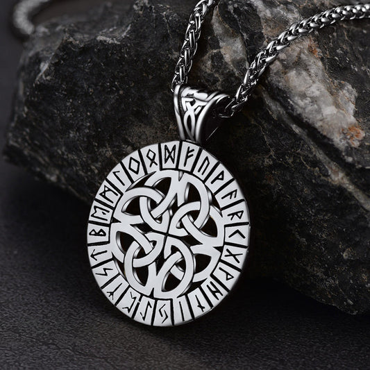 Irish Celtic Knot Necklace With Viking Runes for