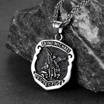 Cuban Chain & Saint Michael Necklace Layered Set for