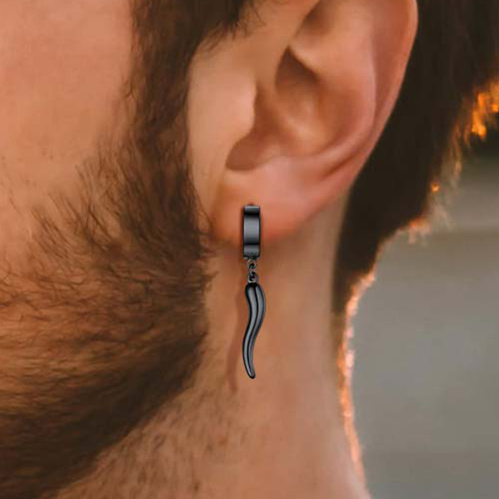 Cornicello Italian Horn Huggie Hoop Earrings for