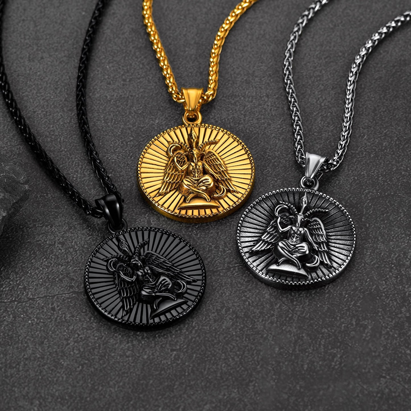Baphomet Satanic Goat Leviathan Cross Necklace for