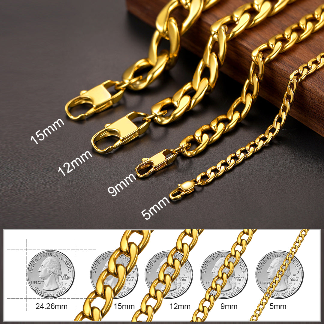 Sturdy Cuban Link Chain Necklace Lobster Clasp for