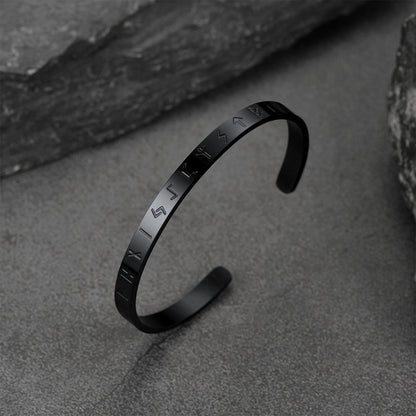 Norse Viking Runes Bangle Cuff Bracelet for