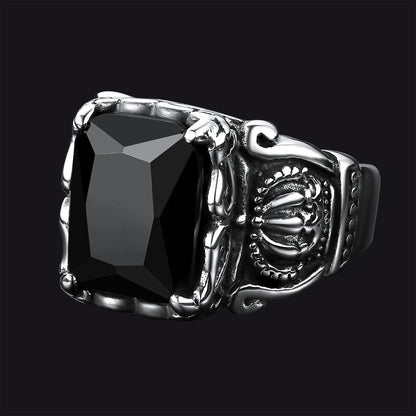 Crystal Crown Black Onyx Ring for