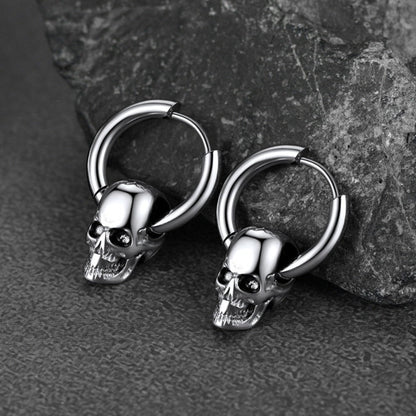 Cool Skull Hoop Dangle Earrings for