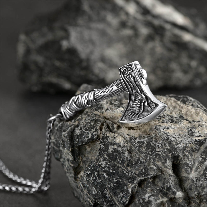Norse Viking Battle Axe Necklace Amulet Jewelry for