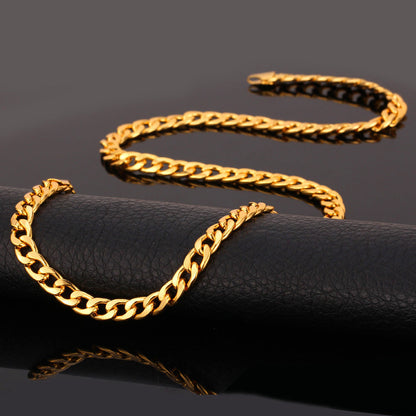 7mm Curb Cuban Chain Link Necklace for