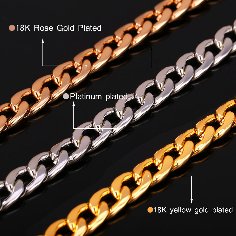 7mm Curb Cuban Chain Link Necklace for