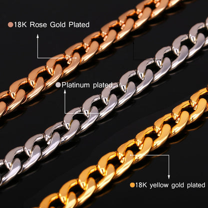 7mm Curb Cuban Chain Link Necklace for