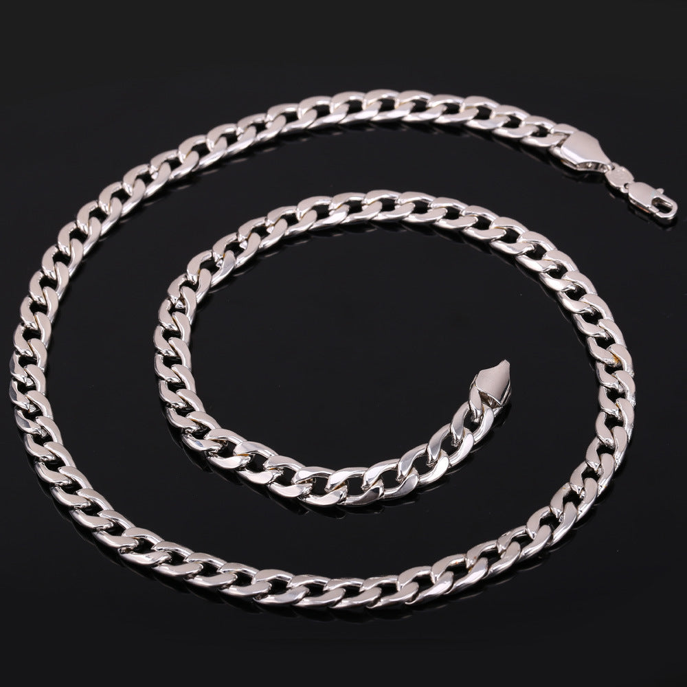 7mm Curb Cuban Chain Link Necklace for