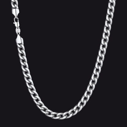 7mm Curb Cuban Chain Link Necklace for