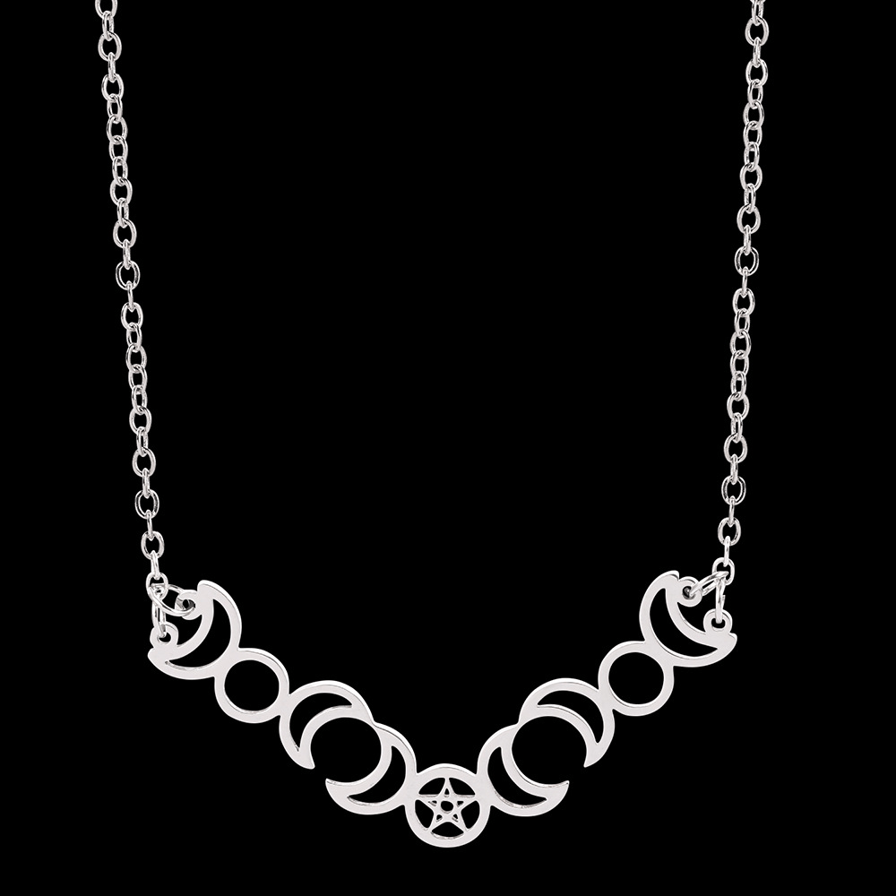 Pentacle Triple Moon Goddess Necklace