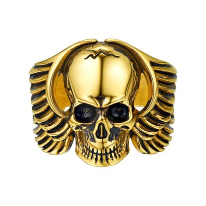 Biker Wings Skull Stainless Steel Ring for