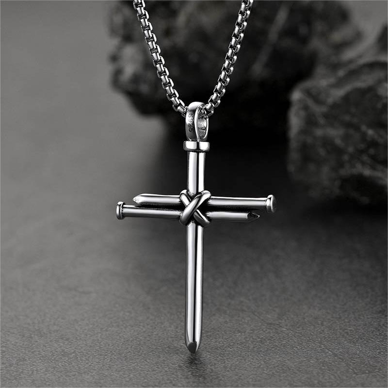 Christian Nail Cross Pendant Necklace for