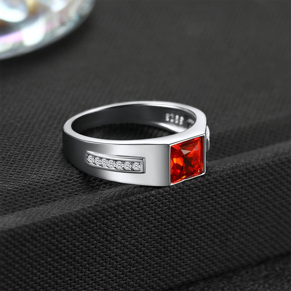 Sterling Silver Birthstone Wedding Band Ring for