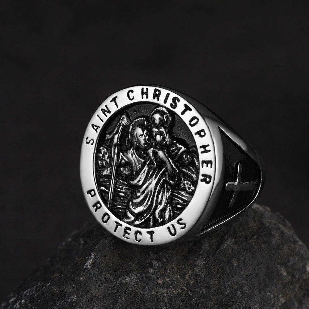 Flash St. Christopher Stainless Steel Ring for