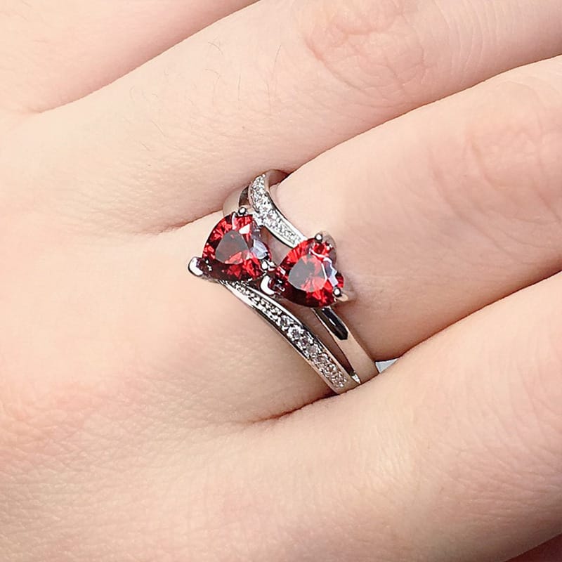 Devotion Ring Twin Sacred Heart Devotion Ring – Blackened Silver