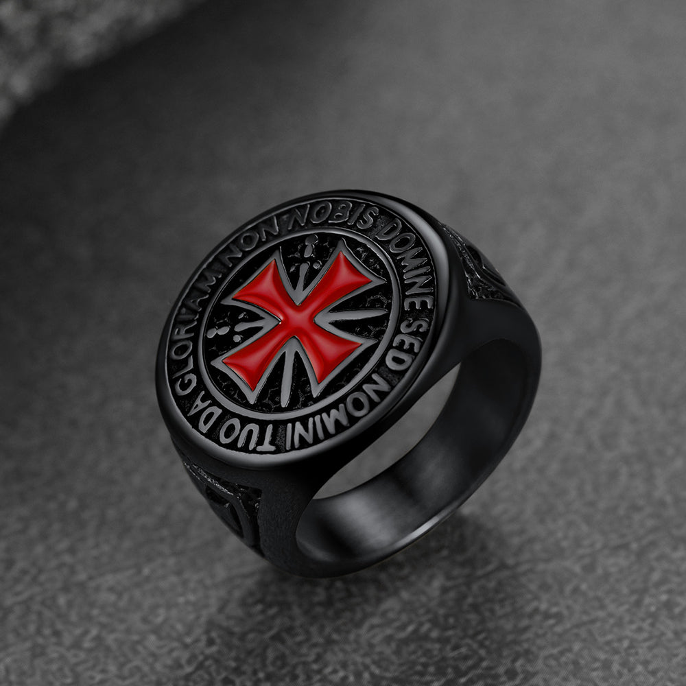 Red Knights Templar Cross Ring for