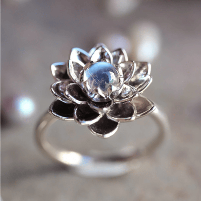 Moonstone Lotus Serenity Ring