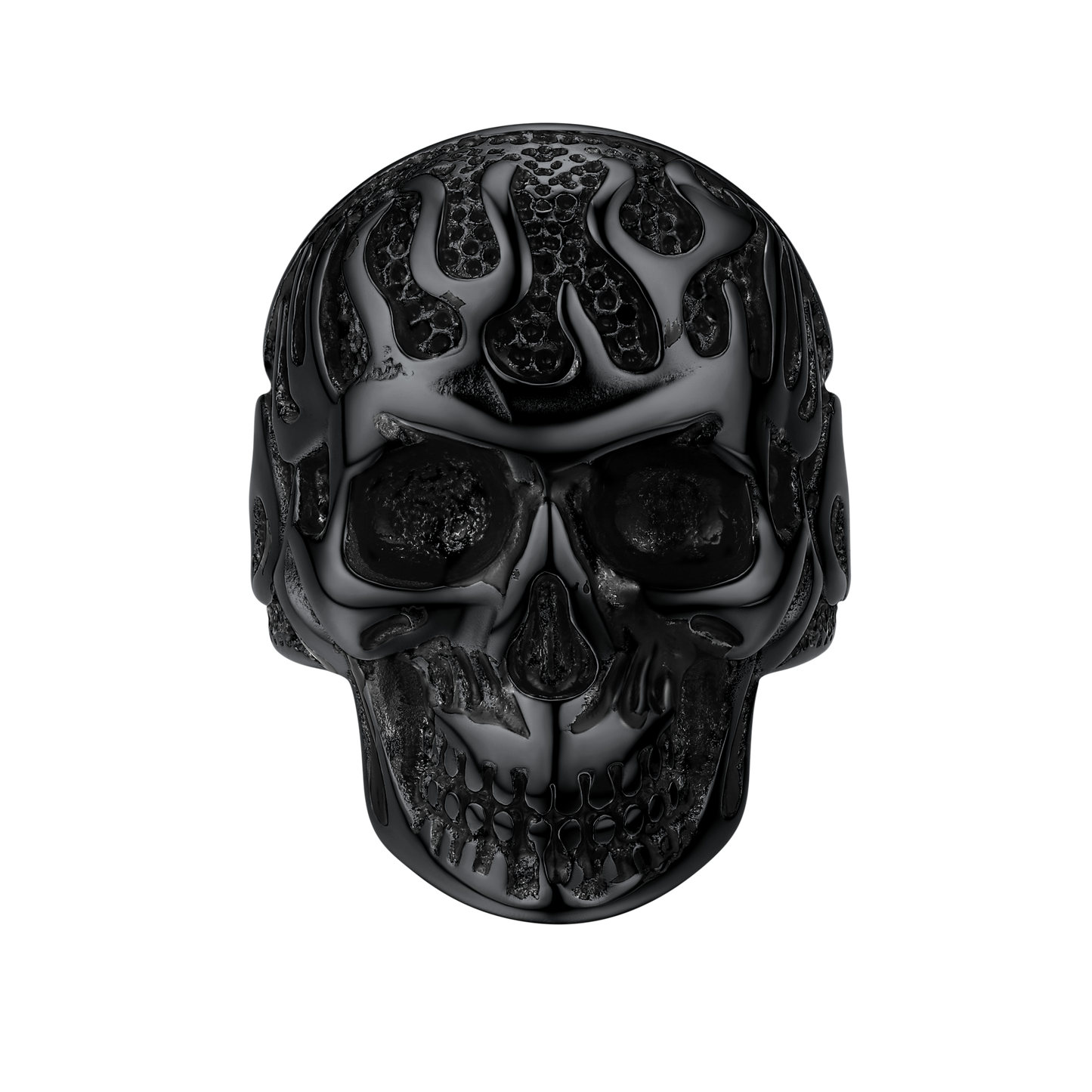 Gothic Fire Flaming Skull Stainless Steel Ring for